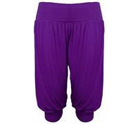RIDDLED WITH STYLE Womens Short Length ¾ Harem Trouser Cuff Pants Plus Size Lounge Trousers Ladies Slim Fit Alibaba Casual Leggings Summer Wear Egyptian Arabic Belly Dance Pants Purple UK 16-18