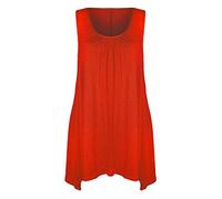 RIDDLED WITH STYLE Womens Sleeveless Plain Hanky Hem Top Ladies Solid Colors Gathered Top Scoop Neck Tunic Style Shirt Casual Gym Wear Flared Vest Top UK 8 to 30