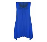 RIDDLED WITH STYLE Womens Sleeveless Plain Hanky Hem Top Ladies Solid Colors Gathered Top Scoop Neck Tunic Style Shirt Casual Gym Wear Flared Vest Top UK 8 to 30 Royal Blue