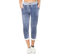 RIDDLED WITH STYLE Womens Turn Up Italian Drawstrings Trousers Pocketed Casual Pants Ladies Summer Fashion Jeans Drawstring Leggings Light Denim Plain UK 22