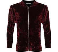 Velour Velvet Bomber Jacket Ladies Fancy Party Zip Blazer Top Long Sleeves Coat#(Wine Velvet Coat#UK 16#Womens)