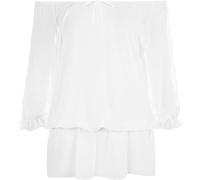 RIDDLEDWITHSTYLE Gypsy Chiffon Boho Sheer 3/4 Sleeve Off Shoulder Ladies Top Plus Size Womens White