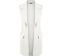 RIDDLEDWITHSTYLE Womens Long Duster Coat Ladies Sleeveless Open Front Duster Blazer Jacket Long Smart Waistcoat Christmas Wear Winter Warm Wear Fancy Party Long Xmas Waistcoat Top Plus Size 8-26