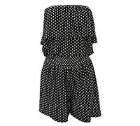 RIDDLEDWITHSTYLE Womens Polka Dot Frill Ruffle Boobtube Playsuit Ladies Strapless Short Jumpsuit#(Black Polka Dot Frill Ruffle Jumpsuit#UK 12-14#Womens)