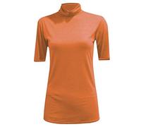 RIDDLEDWITHSTYLE Womens Turtle Roll Neck Jumper Ladies Short Sleeves Roll Neck Jumper Plain High Neck Top Casual Wear Stretch Fitted Top T-Shirt UK Plus Size