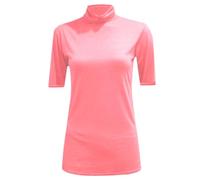 RIDDLEDWITHSTYLE Womens Turtle Roll Neck Jumper Ladies Short Sleeves Roll Neck Jumper Plain High Neck Top Casual Wear Stretch Fitted Top T-Shirt UK Plus Size