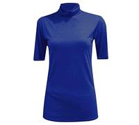 RIDDLEDWITHSTYLE Womens Turtle Roll Neck Jumper Ladies Short Sleeves Roll Neck Jumper Plain High Neck Top Casual Wear Stretch Fitted Top T-Shirt UK Plus Size