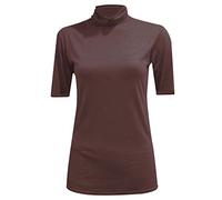 RIDDLEDWITHSTYLE Womens Turtle Roll Neck Jumper Ladies Short Sleeves Roll Neck Jumper Plain High Neck Top Casual Wear Stretch Fitted Top T-Shirt UK Plus Size