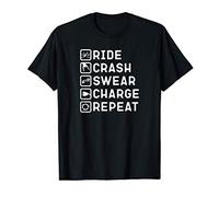 Ride Crash Swear Charge Repeat - Funny E-Bike T-Shirt