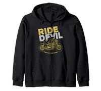Ride Devil Motorcycle Rider Move Fast Think Faster Biker Zip Hoodie