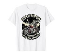 Ride Eternal Stop for Nothing F Biker Halloween Fun Value Graphic T-Shirt, Men, White, S