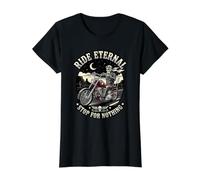 Ride Eternal Stop for Nothing F Biker Halloween Fun Value Graphic T-Shirt, Women, Black, XS