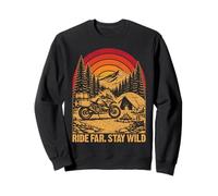 Ride Far Stay Wild Motorcycle Adventure Nature Retro Sweatshirt