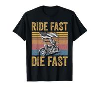 Ride Fast Die Fast Skeleton Biker Motorcycle Vintage Men T-Shirt