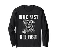 Ride Fast Die Fast Skeleton Biker Patriotic Motorcycle Rider Long Sleeve T-Shirt