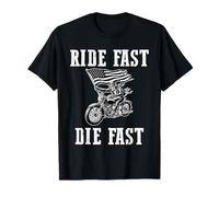 Ride Fast Die Fast Skeleton Biker Patriotic Motorcycle Rider T-Shirt