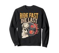Ride Fast Die Last Winged Skull Design Sweatshirt