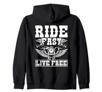 Ride Fast Live Free Motorcycle Biker Freedom Zip Hoodie