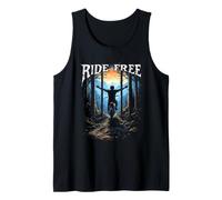 Ride Free Biker in Scenic Mountain Landscape Tank Top