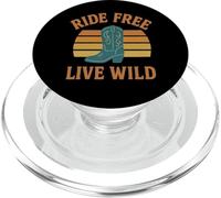Ride Free Live Wild Cowboy Boot Retro PopSockets PopGrip for MagSafe