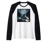Ride Free Midnight Mountain Motorcycle Adventure Raglan Baseball Tee