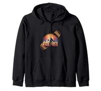 Ride Free Snowboard Mountain Sunset Design Zip Hoodie