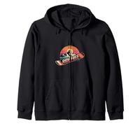 Ride Free Snowboard Mountain Sunset Retro Winter Zip Hoodie