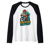 Ride Gravel Stay Wild Gravel Bike Adventure Design Raglan Baseball Tee