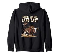 Ride Hard Land Fast Bull Riding Rodeo Adrenaline Zip Hoodie