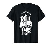 Ride Hard Land Lucky Mountain Bike Funny Downhill MTB Value Graphic T-Shirt