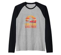 Ride Hard Live Free Motocross Dirt Bike Sunset Raglan Baseball Tee