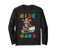Ride Hard Rainbow Skeleton Trike - Funny LGBTQ Pride Design Long Sleeve T-Shirt