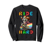 Ride Hard Rainbow Skeleton Trike - Funny LGBTQ Pride Design Sweatshirt