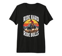 Ride Hard Ride Bulls Rodeo Bull Riding Cowboy Premium T-Shirt