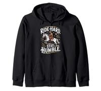 Ride Hard Stay Humble Cowboy Riding Zip Hoodie
