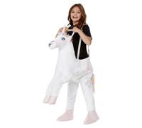 Ride In Unicorn Piggy Back Costume Smiffys White One Size