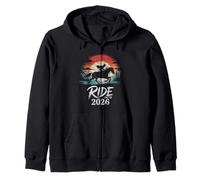 Ride Into 2026 Horse Sunset Chinese New Year of the Horse Zip Hoodie