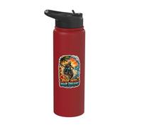 Ride Into Your Dreams Tropical Motorcycle Rider Sunset Stainless Steel Insulated Water Bottle