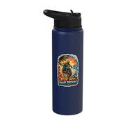 Ride Into Your Dreams Tropical Motorcycle Rider Sunset Stainless Steel Insulated Water Bottle