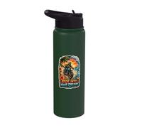 Ride Into Your Dreams Tropical Motorcycle Rider Sunset Stainless Steel Insulated Water Bottle