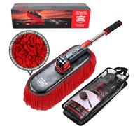 RIDE KINGS Car Duster Exterior, Soft Cotton Hair, Red, 36" x 5" Head, Telescoping Handle, Dust & Pollen Removing, No Lint