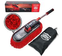 RIDE KINGS Car Duster Exterior, Soft Cotton Hair, Red, 36" x 5" Head, Telescoping Handle, Dust & Pollen Removing, No Lint