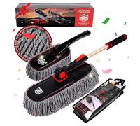 RIDE KINGS Car Duster Set,Car Duster Exterior Scratch Free with Extendable Handle,Large and Small Car Brushes Remove Dust for Cars and Trucks,Microfiber Car Interior Brush