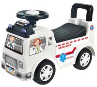 Ride On Ambulance Car for Toddlers - Push Along Foot to Floor Sit and Scoot Paramedic Truck - Indoor Outdoor Kids Ride-On with Steering Wheel Horn & Music - Sturdy Plastic Rescue Vehicle Toy