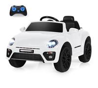 Ride on Car, 12V Licensed Battery Powered Vehicle w/Remote Control, Spring Suspension, Lights, USB, Horn, Music, 4 Wheeler for Boy Girl Gift, Electric Car for Kids (White)