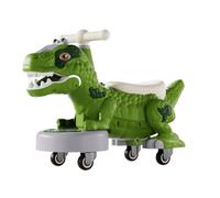 ride on car Dinosaur Balance Bike Toddler 4-Wheel Twice Car with Music And Light Effects First Birthday Gifts wiggle cart(Grn)