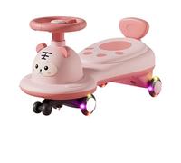 ride on car Push Car Ride On Toy with Flash Wheel traction rope Anti-Rollover Foot-to-Floor Walker Wiggle Cars wiggle cart(Rose)