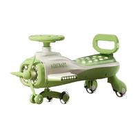 ride on car Ride On Airplane Toy Kid' Electric Vehicle Rideable Airplane with Music light and silent flash wheel wiggle cart(Grn)