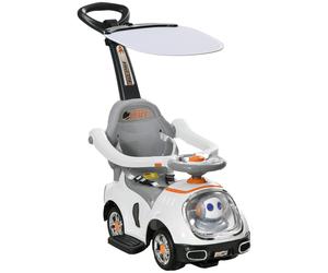 Ride-On Car White 89x44x84cm PP Steel Robot Light-Up Eyes Music Canopy Storage