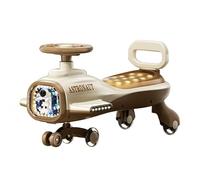 ride on car Wiggle Car with Pedal, Ride On Toy Anti-Rollover with Music Silent Flashing Wheels Headlights wiggle cart(Brown)